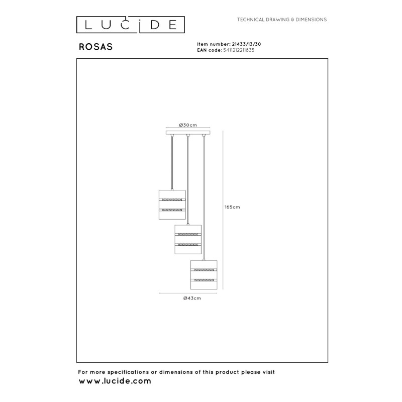 lampa wisząca ROSAS 21433/13/30 Lucide | Sklep z lampami