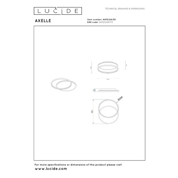plafon AXELLE 44112/24/30 Lucide | Sklep z lampami plafon AXELLE 44112/24/30 Lucide | Sklep z lampami