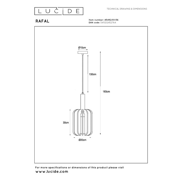 lampa wisząca RAFAL 45492/01/36 Lucide | Sklep z lampami lampa wisząca RAFAL 45492/01/36 Lucide | Sklep z lampami