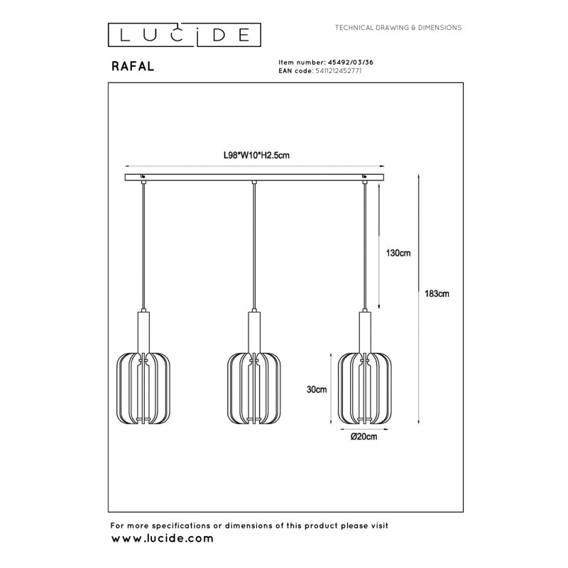 lampa wisząca RAFAL 45492/03/36 Lucide | Sklep z lampami
