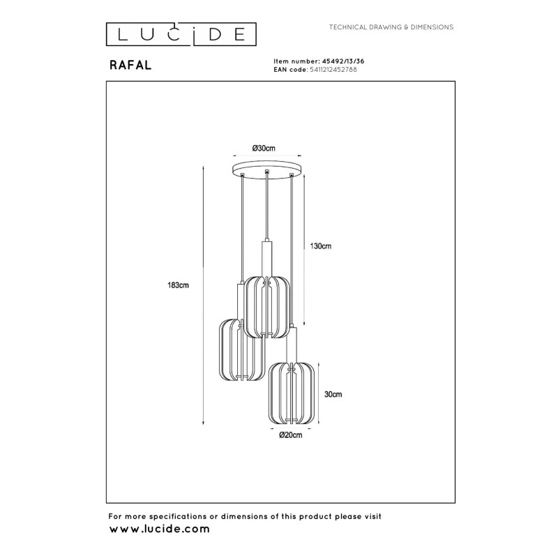lampa wisząca RAFAL 45492/13/36 Lucide | Sklep z lampami
