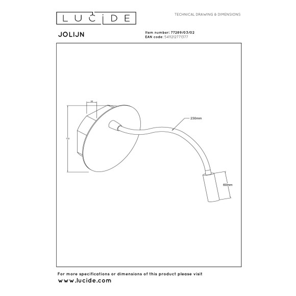 kinkiet JOLIJN 77289/03/02 Lucide | Sklep z lampami kinkiet JOLIJN 77289/03/02 Lucide | Sklep z lampami