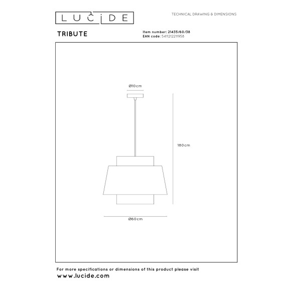 lampa wisząca TRIBUTE 21435/60/38 Lucide | Sklep z lampami