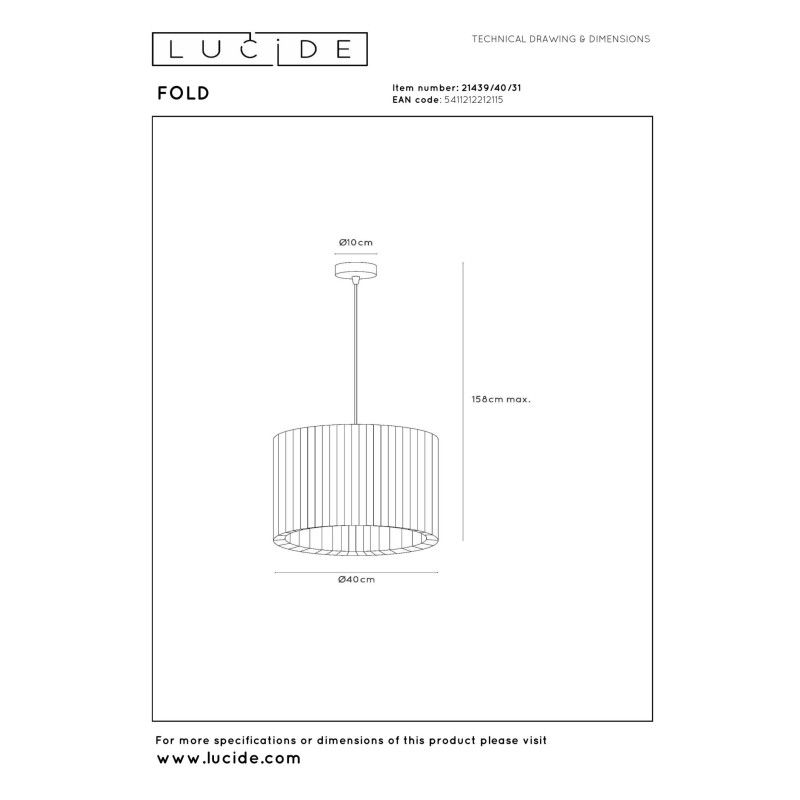 lampa wisząca FOLD 21439/40/31 Lucide | Sklep z lampami