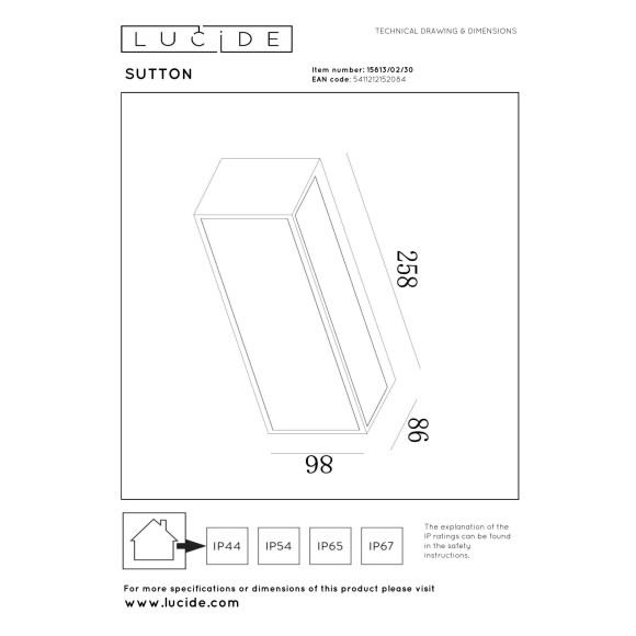 kinkiet SUTTON 15813/02/30 Lucide | Sklep z lampami kinkiet SUTTON 15813/02/30 Lucide | Sklep z lampami