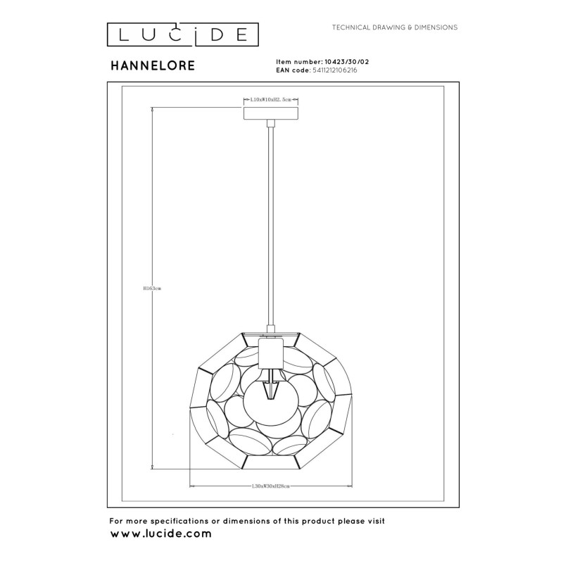 lampa wisząca HANNELORE 10423/30/02 Lucide | Sklep z lampami