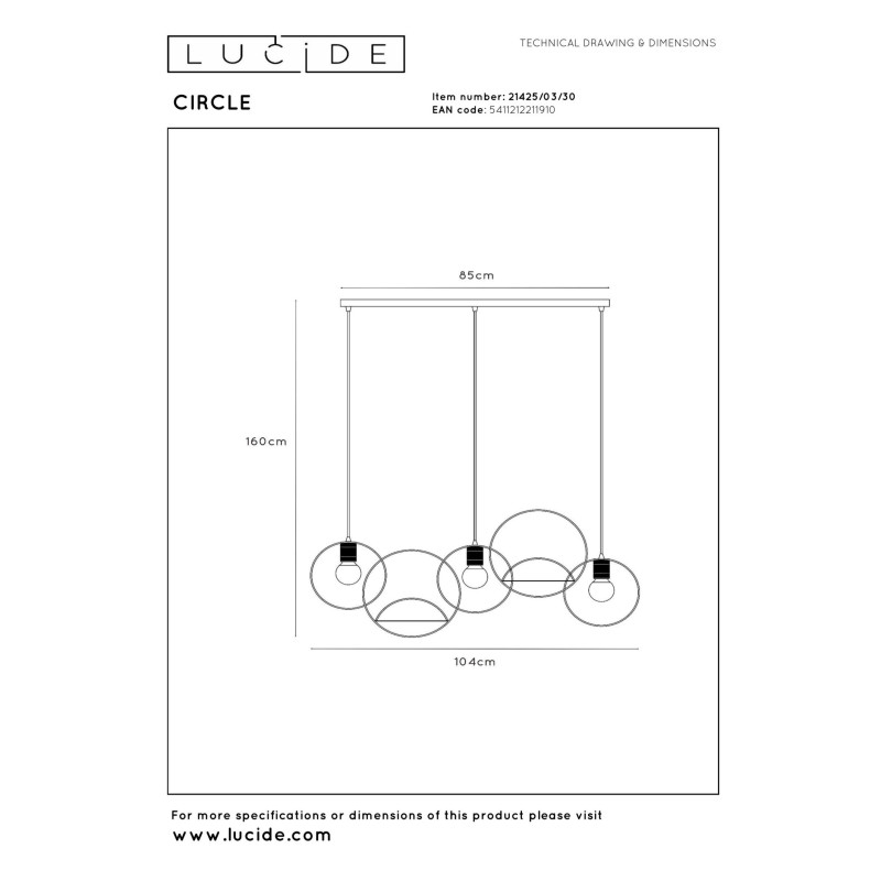 lampa wisząca CIRCLE 21425/03/30 Lucide | Sklep z lampami