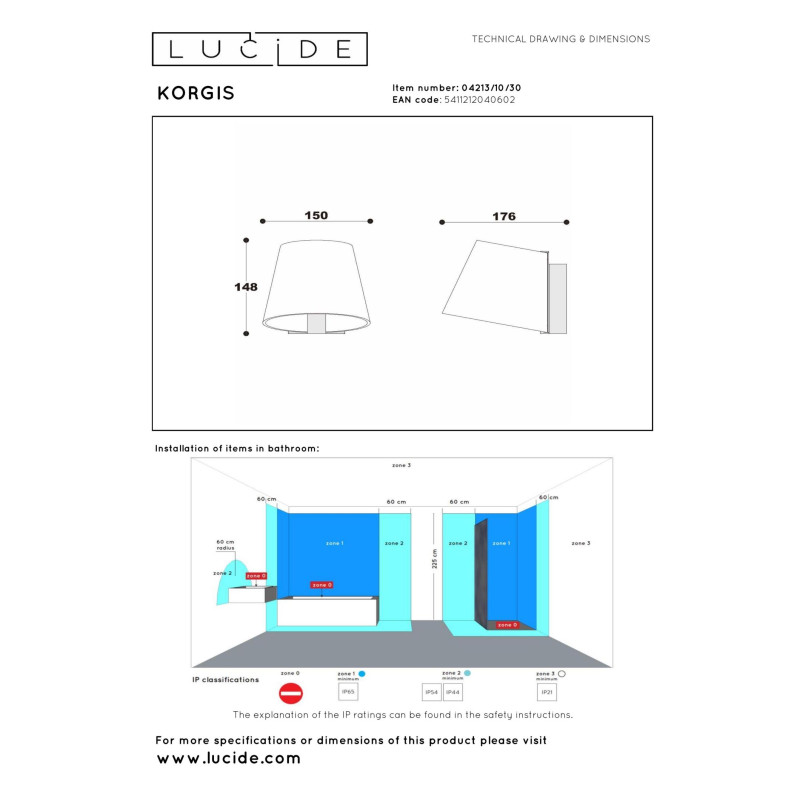 kinkiet KORGIS 04213/10/30 Lucide | Sklep z lampami kinkiet KORGIS 04213/10/30 Lucide | Sklep z lampami