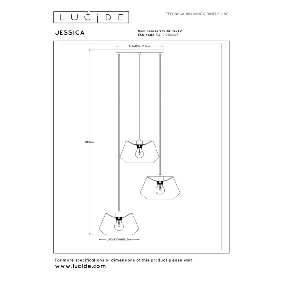 lampa wisząca JESSICA 10421/13/30 Lucide | Sklep z lampami