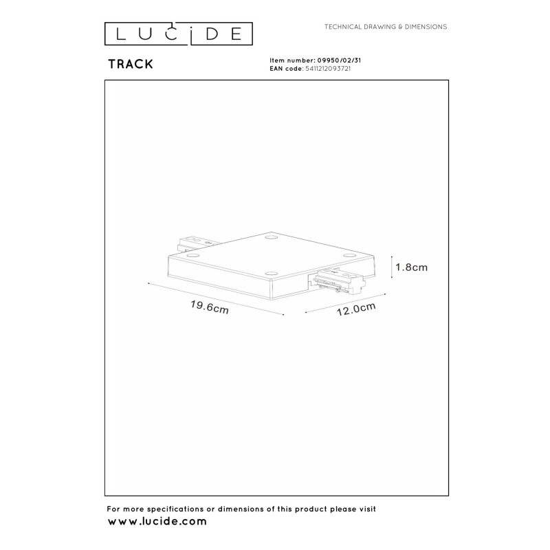 szynoprzewód TRACK LUCIDE - ZASILACZ 09950/02/31 Lucide | Sklep