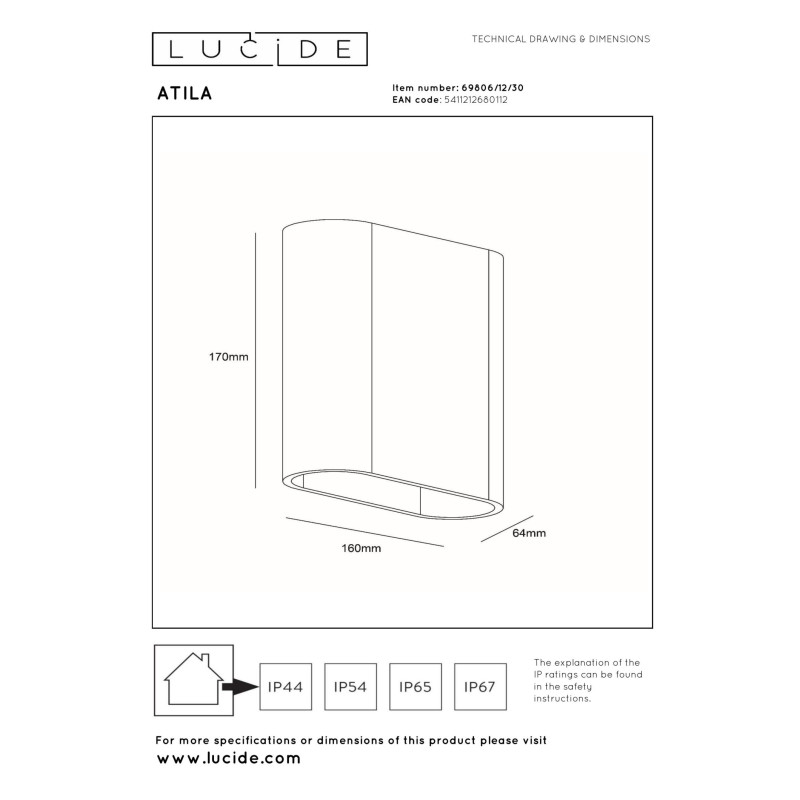 lampa ATILA 69806/12/30 Lucide | Sklep z lampami