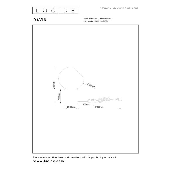 lampa stołowa DAVIN 05548/01/61 Lucide | Sklep z lampami lampa stołowa DAVIN 05548/01/61 Lucide | Sklep z lampami
