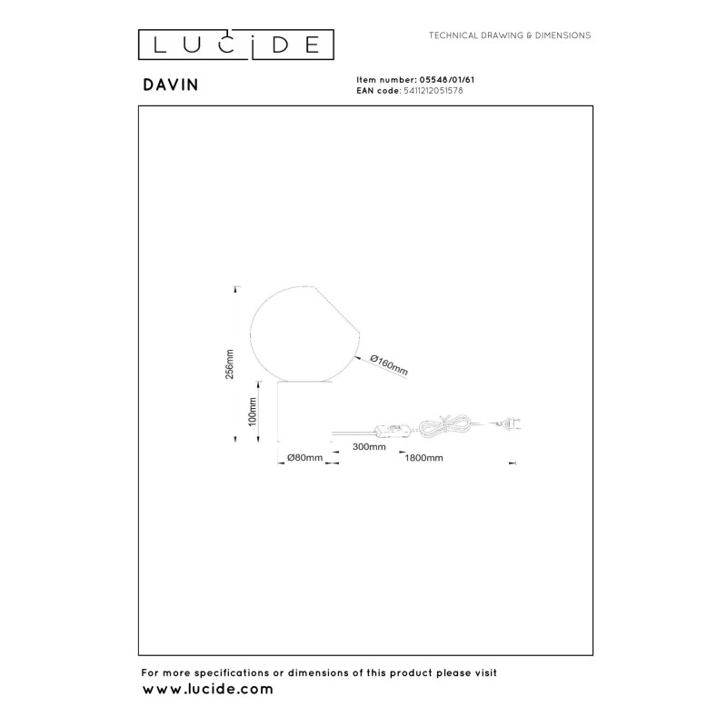 lampa stołowa DAVIN 05548/01/61 Lucide | Sklep z lampami lampa stołowa DAVIN 05548/01/61 Lucide | Sklep z lampami