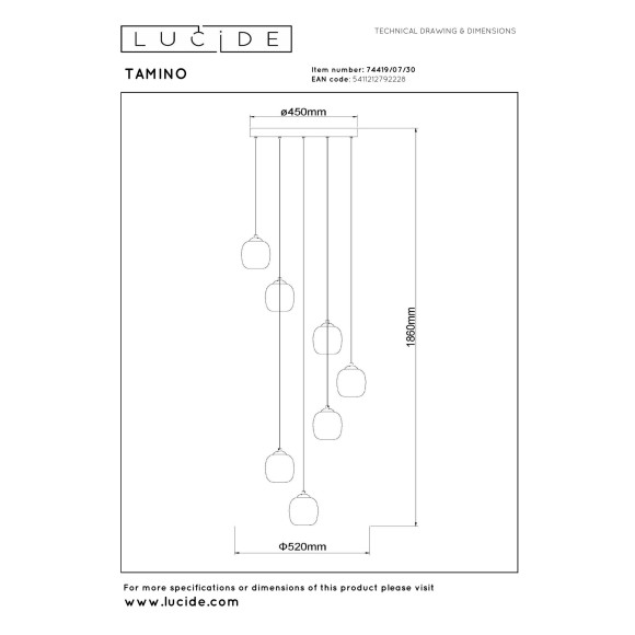 lampa wisząca TAMINO 74419/07/30 Lucide | Sklep z lampami lampa wisząca TAMINO 74419/07/30 Lucide | Sklep z lampami