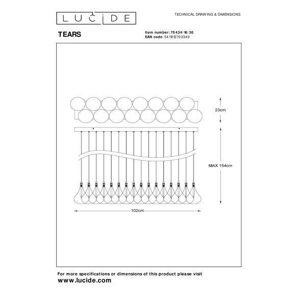 lampa wisząca TEARS 70434/16/30 Lucide | Sklep z lampami