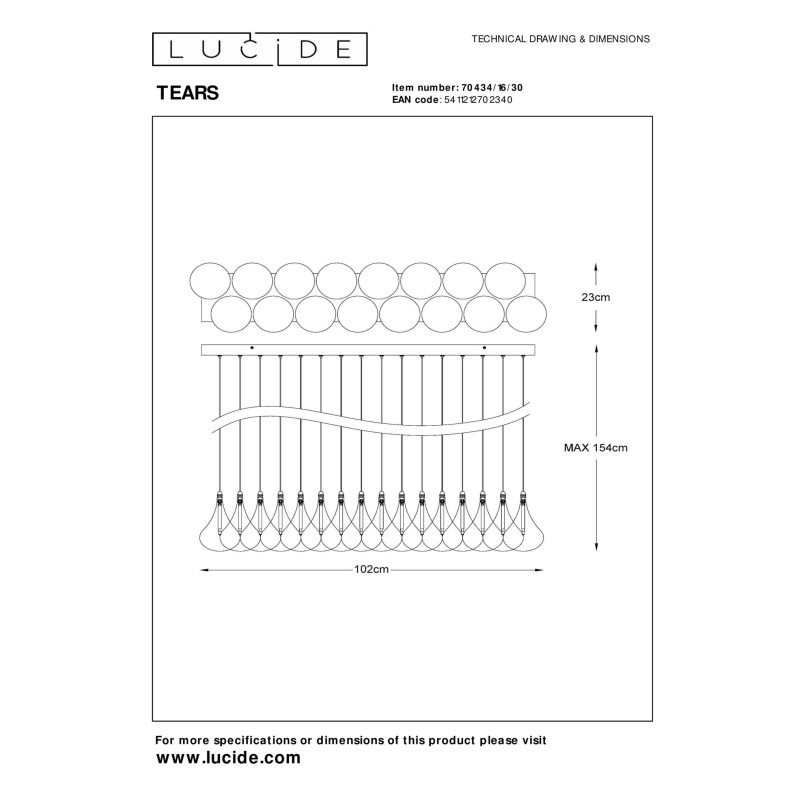 lampa wisząca TEARS 70434/16/30 Lucide | Sklep z lampami
