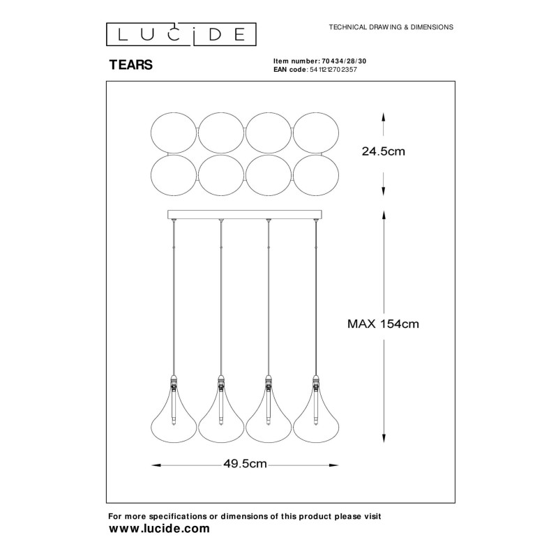 lampa wisząca TEARS 70434/28/30 Lucide | Sklep z lampami