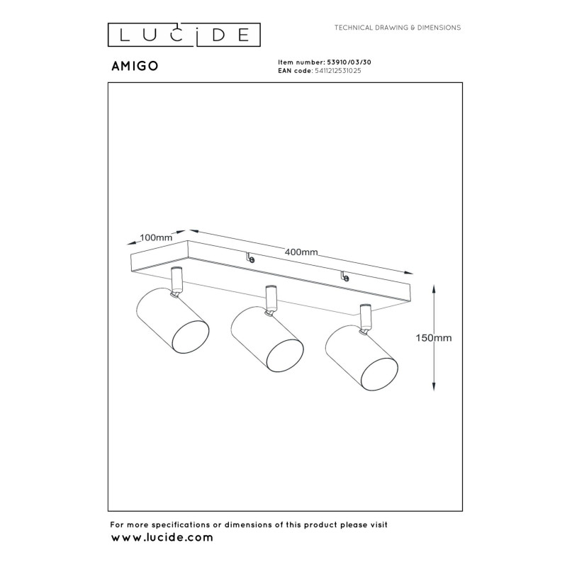 lampa sufitowa AMIGO 53910/03/30 Lucide | Sklep z lampami