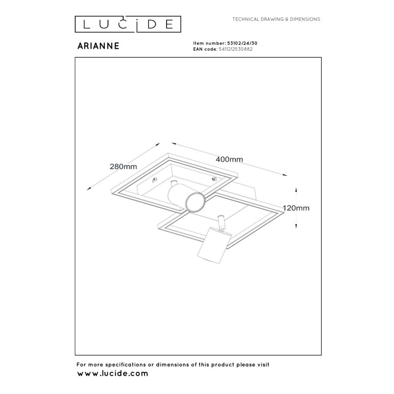 plafon ARIANNE 53102/24/30 Lucide | Sklep z lampami plafon ARIANNE 53102/24/30 Lucide | Sklep z lampami