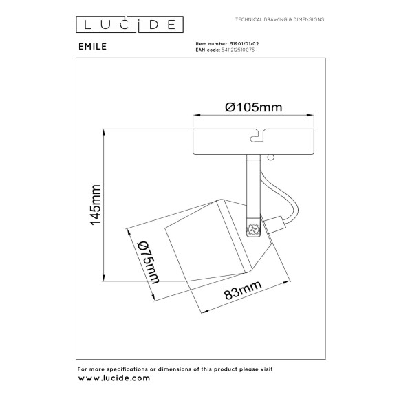 lampa sufitowa EMILE 51901/01/02 Lucide | Sklep z lampami