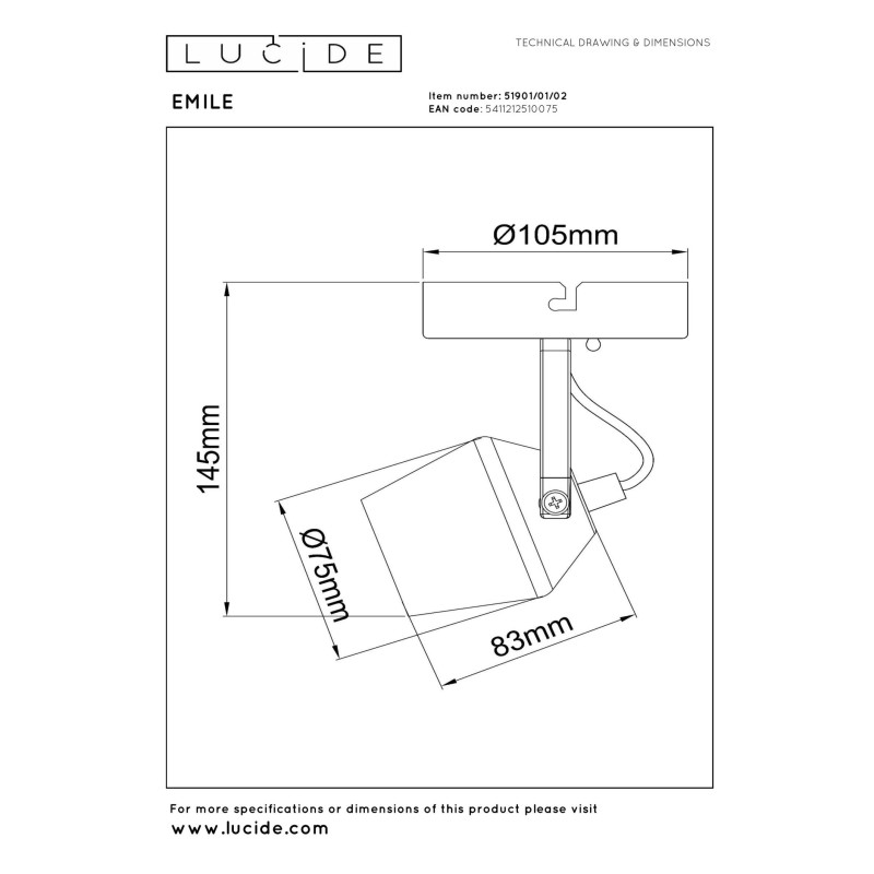 lampa sufitowa EMILE 51901/01/02 Lucide | Sklep z lampami