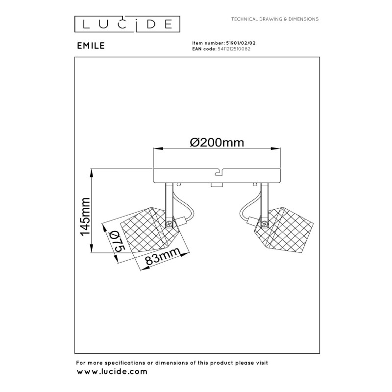 lampa sufitowa EMILE 51901/02/02 Lucide | Sklep z lampami
