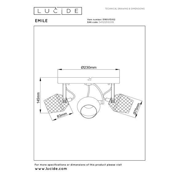 lampa sufitowa EMILE 51901/13/02 Lucide | Sklep z lampami
