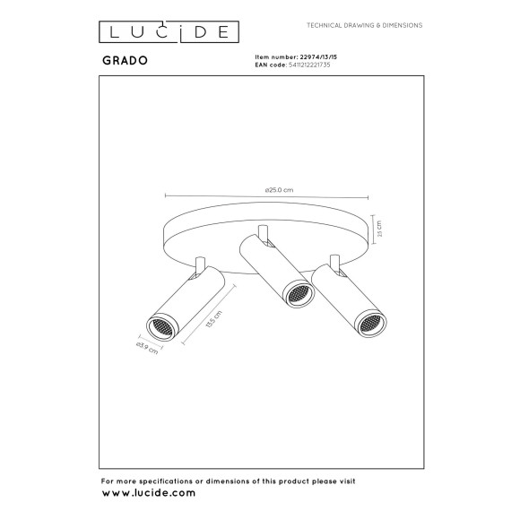 lampa sufitowa GRADO 22974/13/15 Lucide | Sklep z lampami