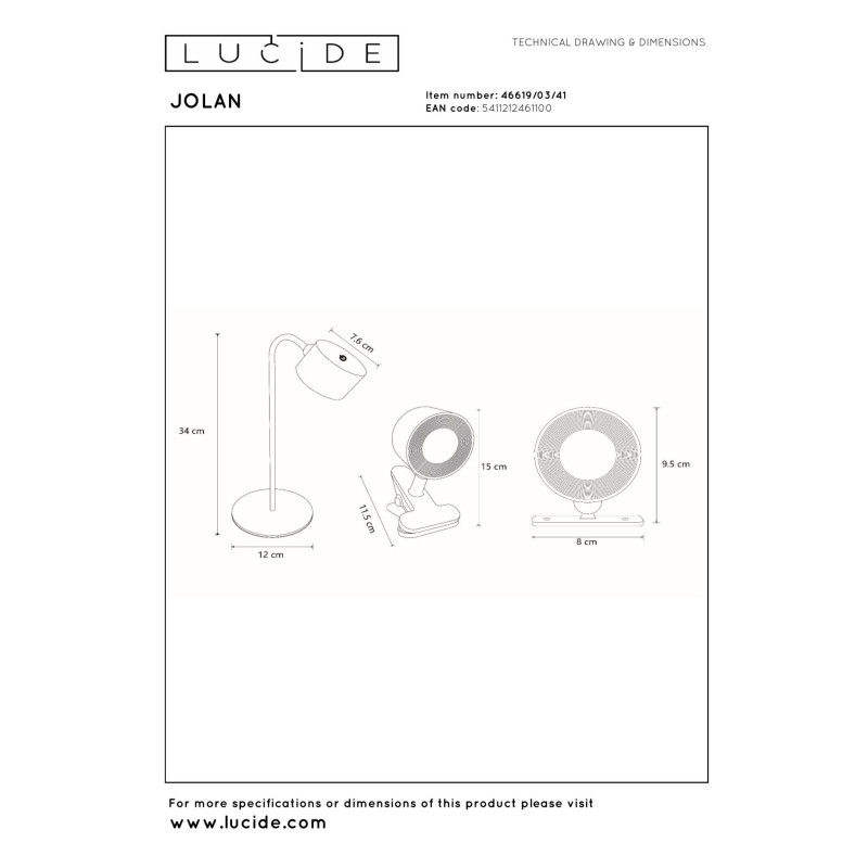 lampa stołowa JOLAN 46619/03/41 Lucide | Sklep z lampami lampa stołowa JOLAN 46619/03/41 Lucide | Sklep z lampami