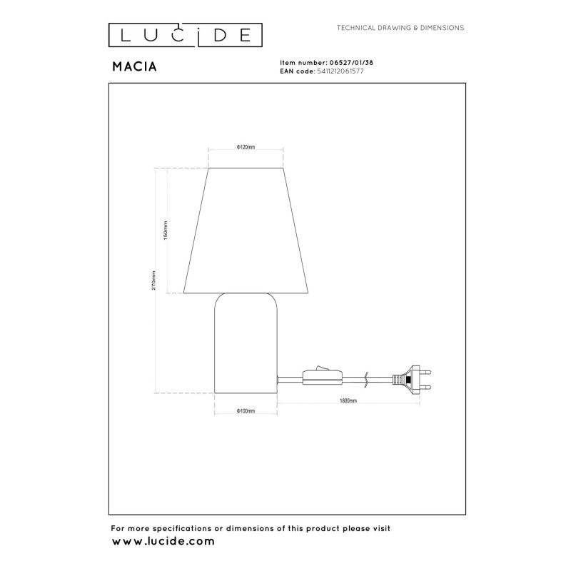 lampa stołowa MACIA 06527/01/38 Lucide | Sklep z lampami lampa stołowa MACIA 06527/01/38 Lucide | Sklep z lampami