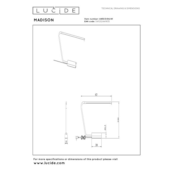 lampa stołowa MADISON 44503/06/41 Lucide | Sklep z lampami
