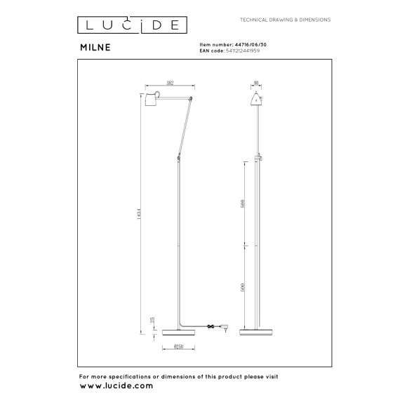 lampa podłogowa MILNE 44716/06/30 Lucide | Sklep z lampami lampa podłogowa MILNE 44716/06/30 Lucide | Sklep z lampami