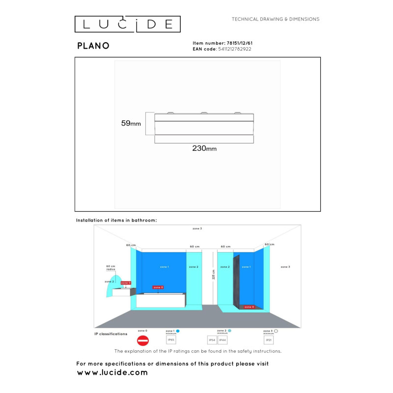 plafon PLANO 78151/12/61 Lucide | Sklep z lampami plafon PLANO 78151/12/61 Lucide | Sklep z lampami