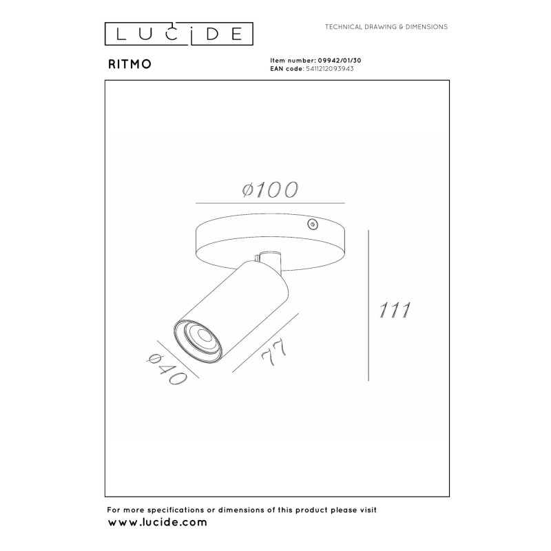 lampa sufitowa RITMO 09942/01/30 Lucide | Sklep z lampami
