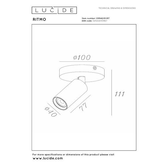 lampa sufitowa RITMO 09942/01/97 Lucide | Sklep z lampami