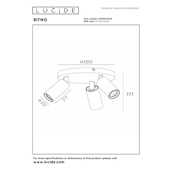 lampa sufitowa RITMO 09942/13/02 Lucide | Sklep z lampami