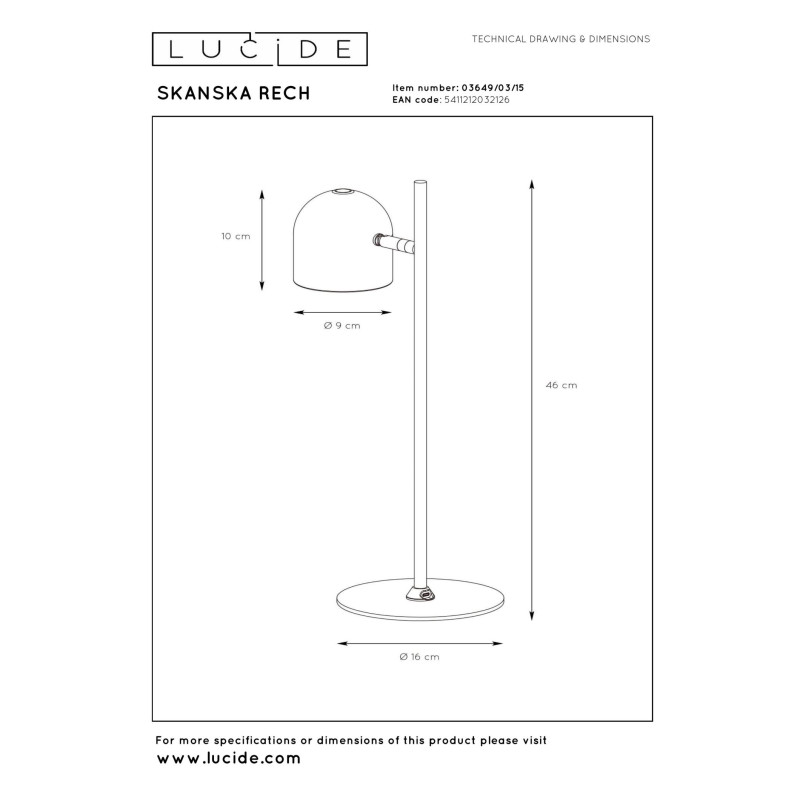 lampa stołowa SKANSKA RECH 03649/03/15 Lucide | Sklep z lampami lampa stołowa SKANSKA RECH 03649/03/15 Lucide | Sklep z lampami
