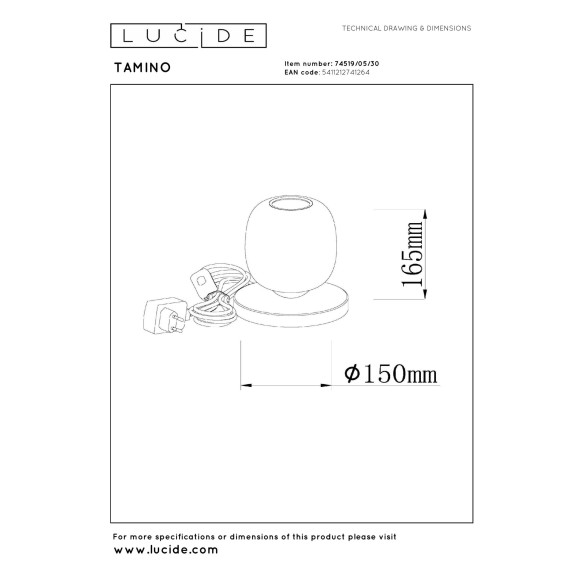 lampa stołowa TAMINO 74519/05/30 Lucide | Sklep z lampami lampa stołowa TAMINO 74519/05/30 Lucide | Sklep z lampami