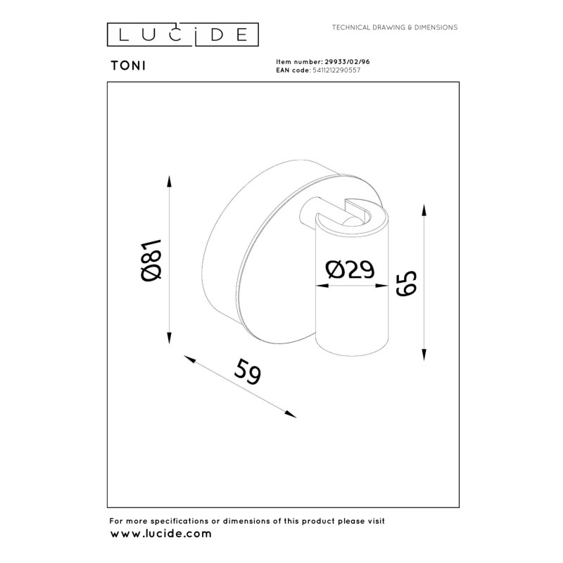 kinkiet TONI 29933/02/96 Lucide | Sklep z lampami kinkiet TONI 29933/02/96 Lucide | Sklep z lampami