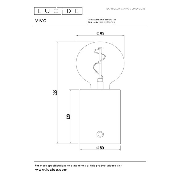 lampa stołowa VIVO 52502/01/11 Lucide | Sklep z lampami lampa stołowa VIVO 52502/01/11 Lucide | Sklep z lampami