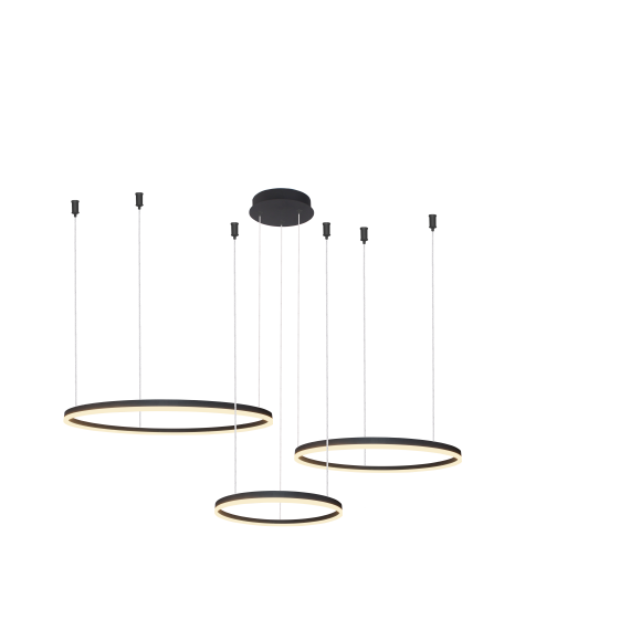 Lampa Halo Pendant 100+80+60 Cct Dimm Bk + Remote | Azzardo