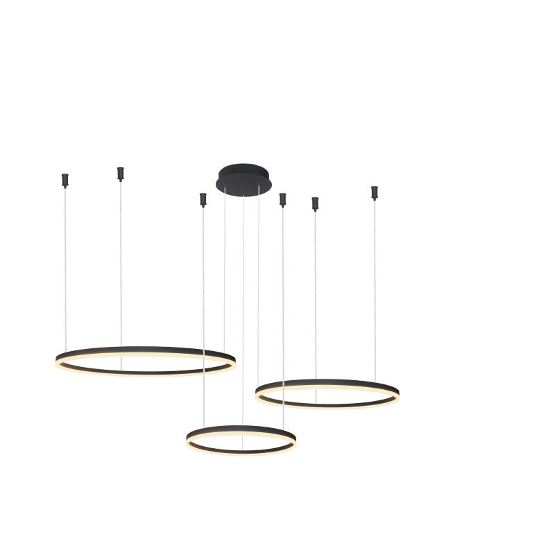 Lampa Halo Pendant 100+80+60 Cct Dimm Bk + Remote | Azzardo