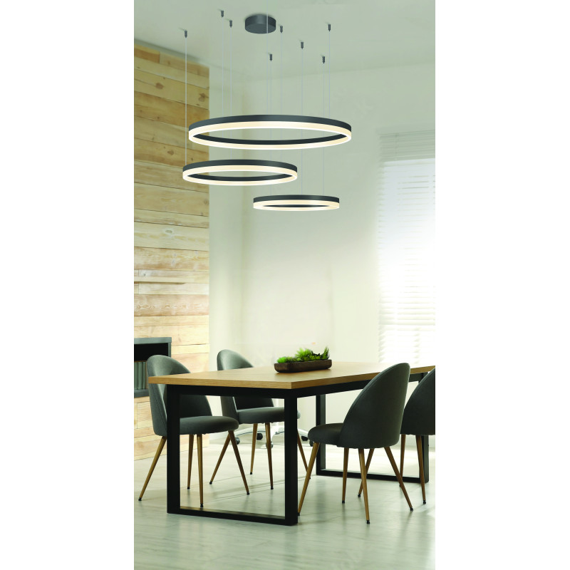 Lampa Halo Pendant 120+100+80 Cct Dimm Bk + Remote | Azzardo