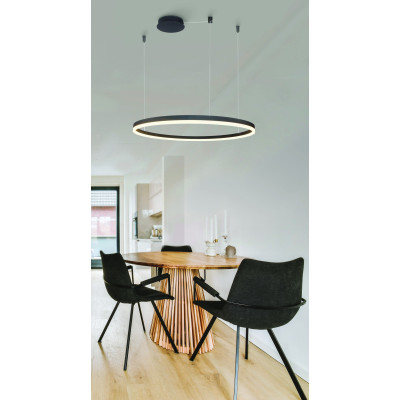 Lampa Halo Pendant 150 Cct Dimm Bk + Remote Control | Azzardo