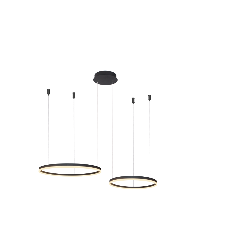 Lampa Halo Pendant 80+60 Cct Dimm Bk + Remote Control | Azzardo