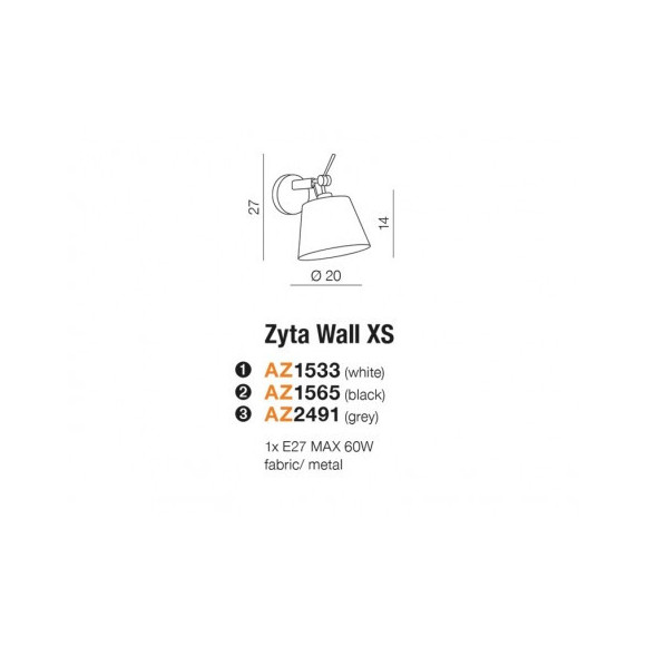 Lampa Zyta Wall Xs Bk Zfwh AZ1533 | Azzardo