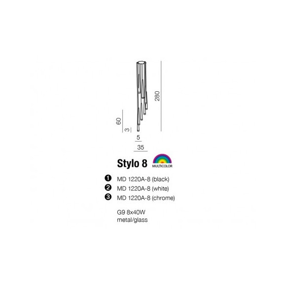 STYLO 8 CHROM LAMPA WISZACA | Azzardo