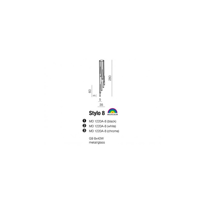 STYLO 8 CHROM LAMPA WISZACA | Azzardo