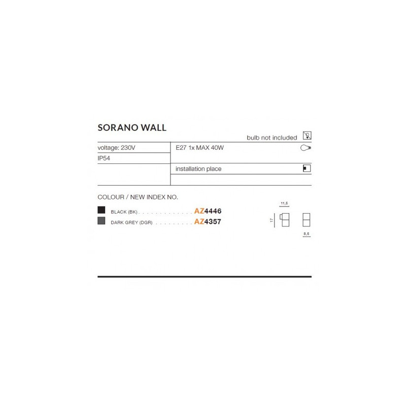 Lampa Sorano Wall Dgr AZ4357 | Azzardo