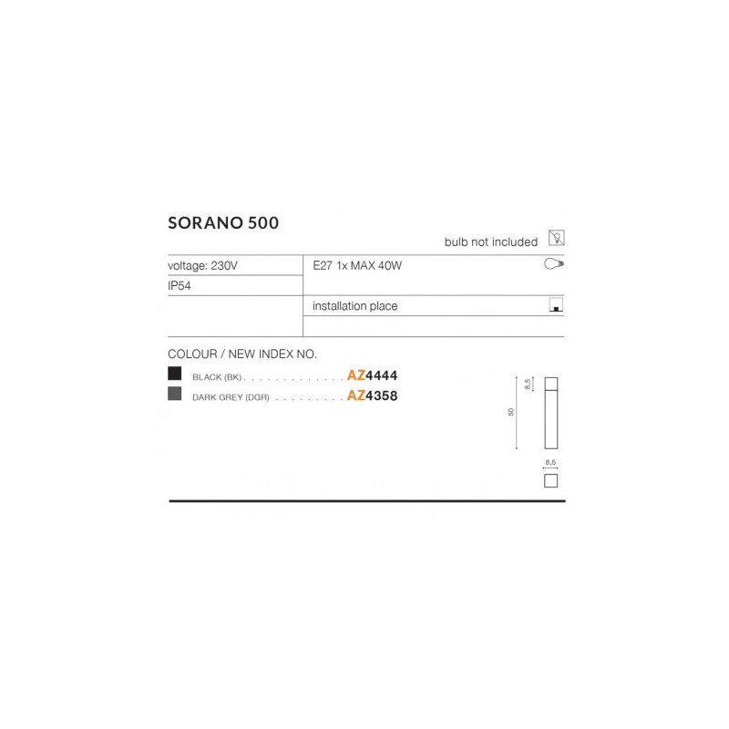 Lampa Sorano 500 Dgr AZ4358 | Azzardo